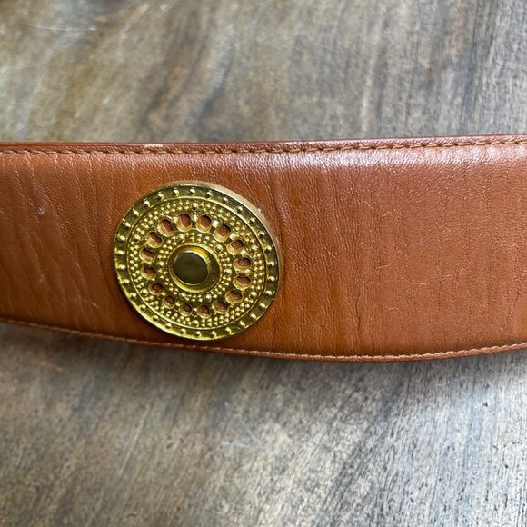 Chance Encounters Brown Genuine Leather Medallion Belt Women's Size Large Boho - Picture 4 of 7